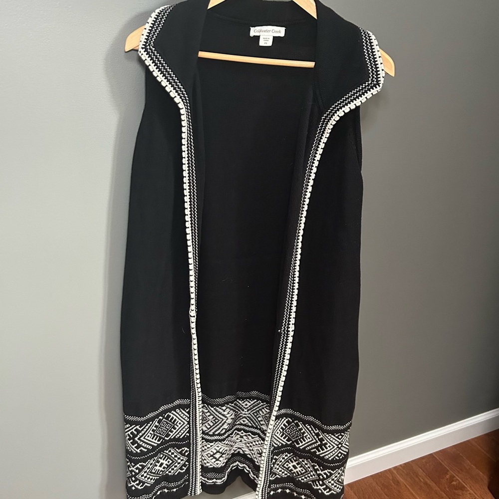 Coldwater Creek Knit Open-Front Cardigan Duster Vest - size PS